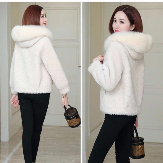 Autumn and Winter Long-sleeved Cardigan Jacket Mid-length Style Thick Hooded Sweater Fashion