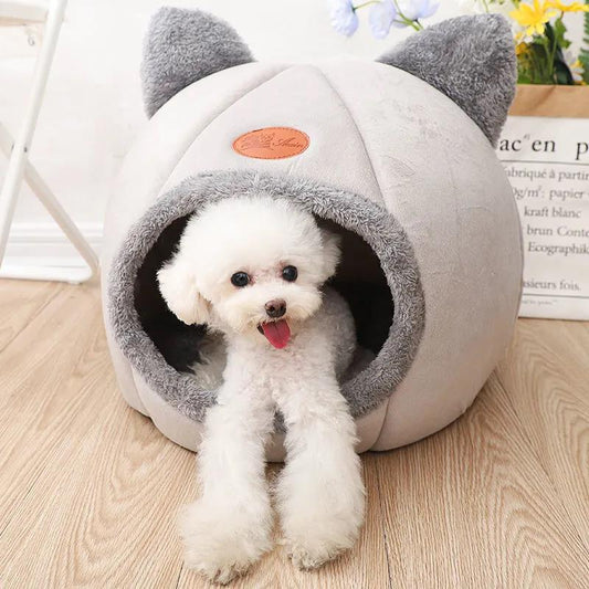 Dog Kennel Keep Warm In Winter Cat House Closed Pet Plush House Teddy Kennel Supplies Removable and Washable Pet Dogs Cat House Doggy Cushion Basket