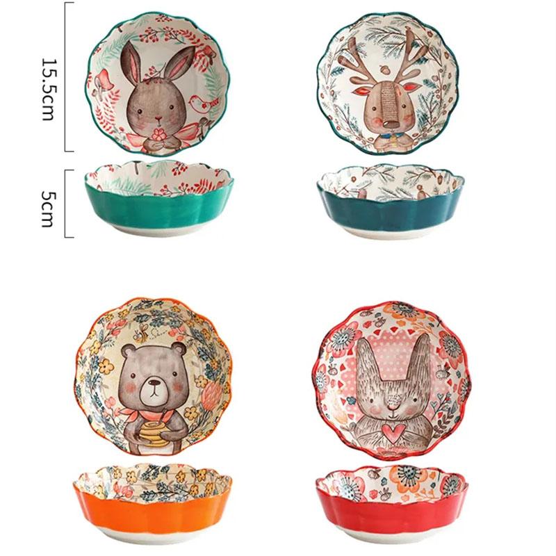 Japanese Tableware Ceramic Fruit Salad Bowl Cute Children Dessert Bowl Eating Bowl Home Creative Girl Heart Tableware