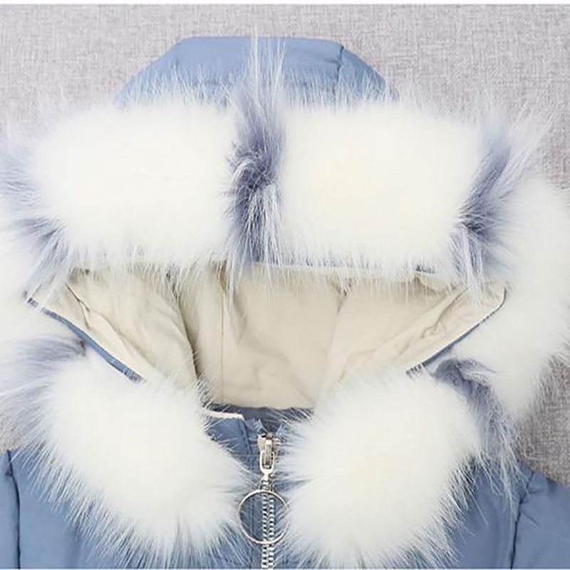 Down Jacket Winter Ladies Fashion Korean Big Fur Collar Thick Warm Hooded Mid-length Plus Size Cotton Jacket