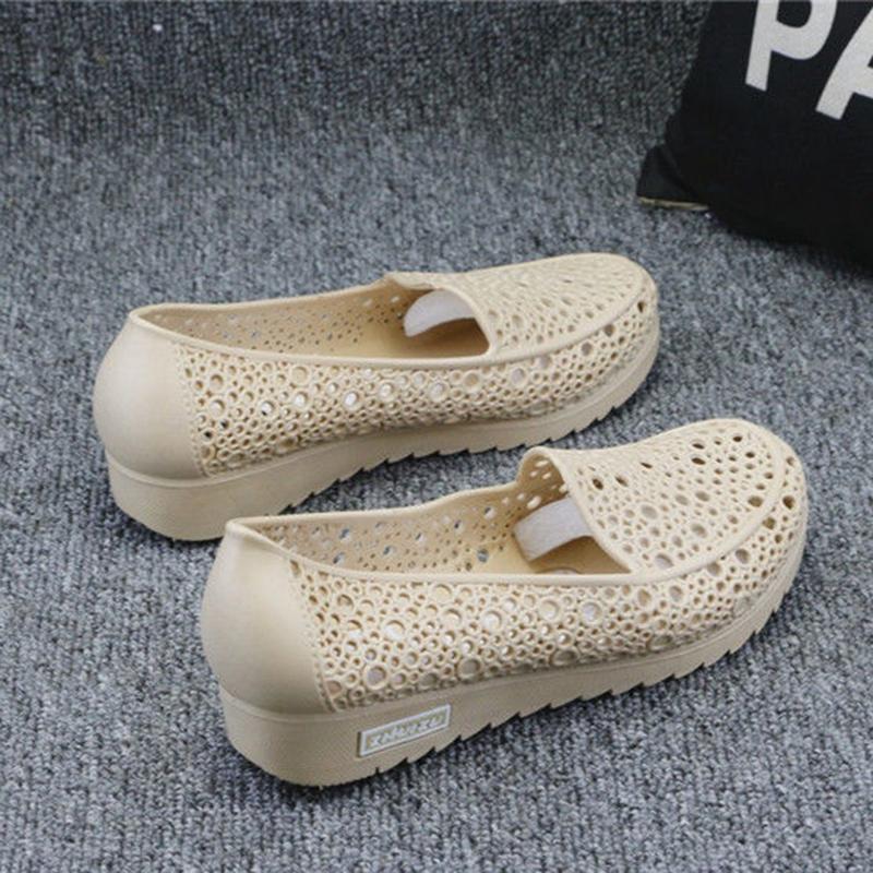 Nurse Shoes Slope Heel Hole Shoes Non-slip Shoes for Pregnant Women Mother Shoes Plastic Sandals Women's White