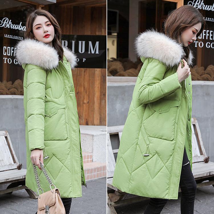 Winter Fur Collar Women's Cotton-padded Jacket Mid-length Slim-fit Padded Jacket Thickened Fashion Slim Coat