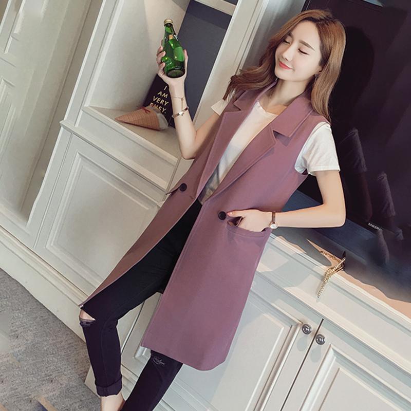 Women's Suit Waistcoat Slim Slimming Sleeveless Vest Waistcoat Mid-length Waistcoat Women's Sleeveless Waistcoat Casual Jacket