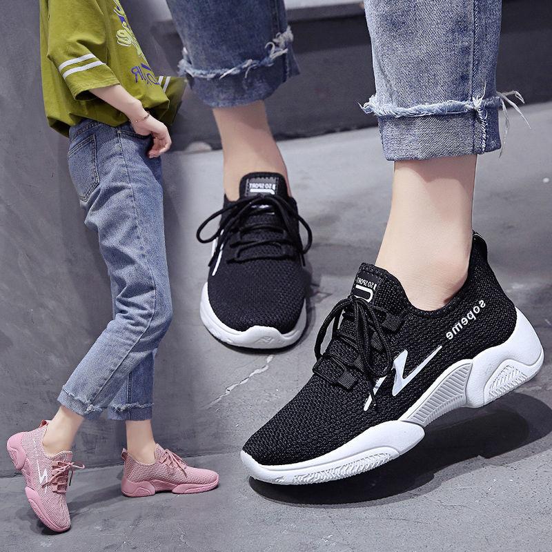 Spring and Autumn Fashion All-match Women's Net Shoes Breathable Casual Shoes Non-slip Wear-resistant Sports Shoes Student Casual Shoes