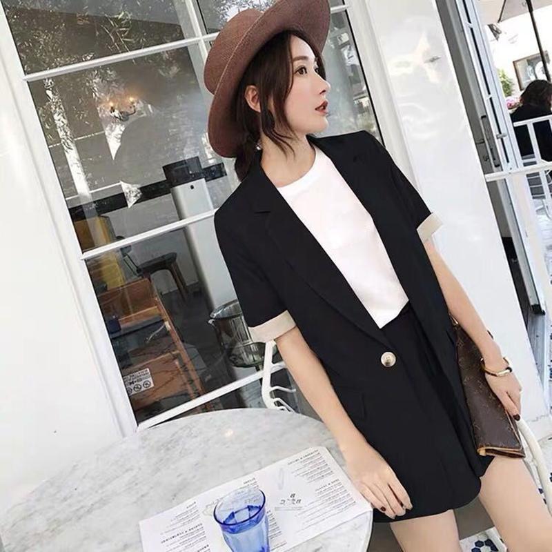 Summer Temperament Short-sleeved Small Suit Jacket Female Shorts Casual Suit Two-piece Suit Casual Suit Suit Elegant Temperament