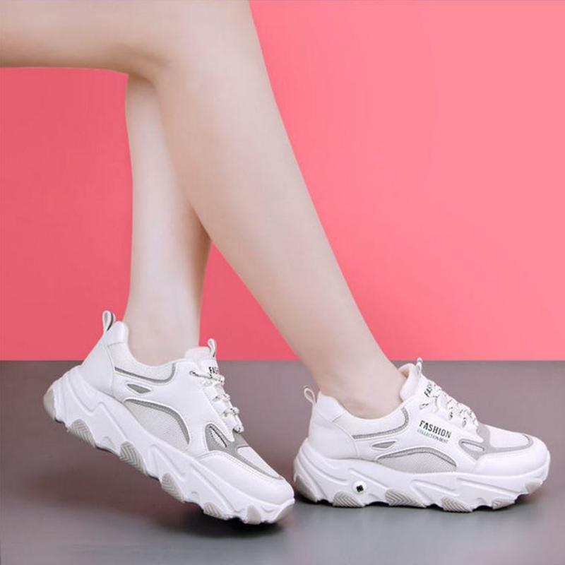 Sports Shoes Women Spring Summer Thick-soled High-rise Platform Sneakers All-match White Shoes Travel Shoes