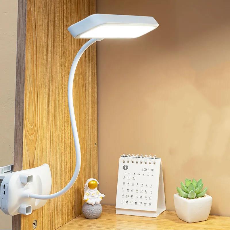 Clip-on LED Desk Lamp Eye Protection Learning Child Protection Eyesight Rechargeable Plug-in Student Dormitory Study Room Reading Bedside Lamp