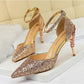 Women's Shoes Crystal Silver High Heels Stiletto All-match Sexy Sequined Princess Shoes Wedding Shoes