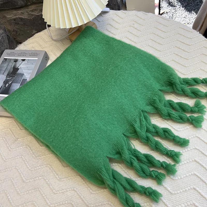 Winter Women's Scarf Macaron Imitation Mohair Scarf To Increase Thickening Warm Scarf