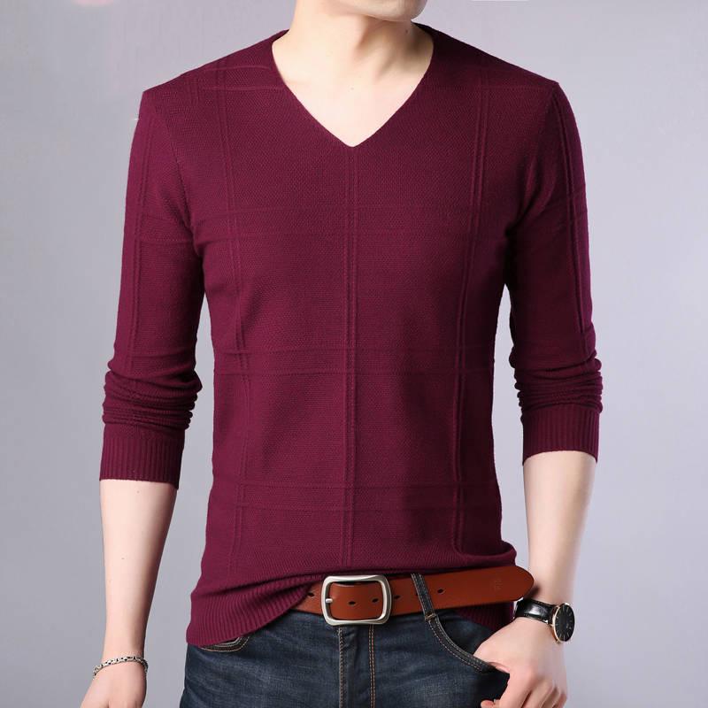 Autumn Winter Men's Sweater Men's V-Neck Casual Sweater Men's Slim Fit Brand Knitted Pullovers