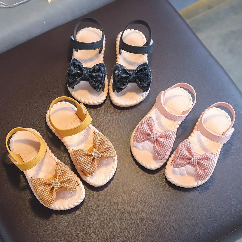 Newest Summer Kids Shoes 2021 Fashion Leathers Sweet Children Sandals for Girls Toddler Baby Breathable Hoolow Out Bow Shoes