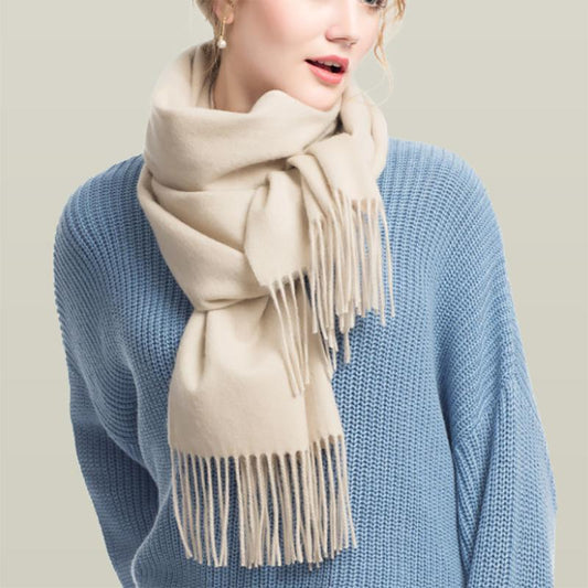 Pure Wool Thick Warm Scarf Female Shawl Korean Style Trend All-match Scarf In Winter