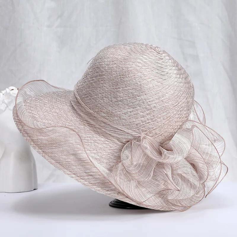 Organza Flower Sun Hat Female Spring and Summer Sunscreen Protective Sun Hat Seaside Beach Hat Foldable Breathable Basin Hat Cool Hat Wide Brim Hat