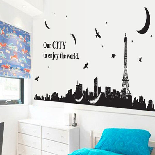 Love in Paris Eiffel Iron wall stickers warm romantic living room bedroom wall sticker