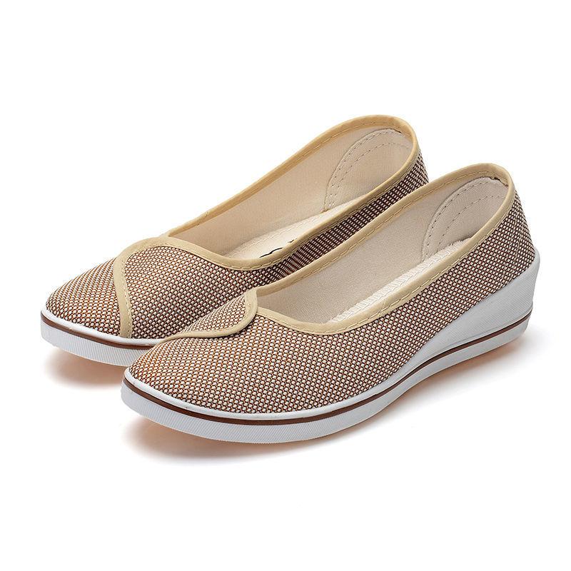 Nurse Shoes Canvas Shoes Summer Women's Low-top White Wedges Soft-soled Work Shoes Mother Shoes