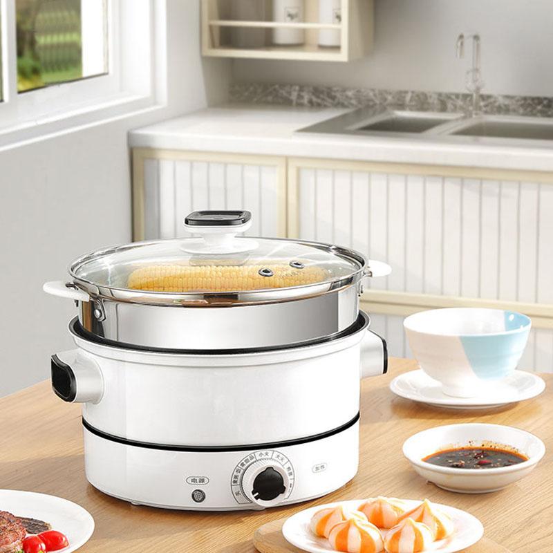 Electric Frying Pan Multi-function Electric Pot Electric Mini Electric Pot Household Steamer Electric Skillet Non-stick Pot with Steamer