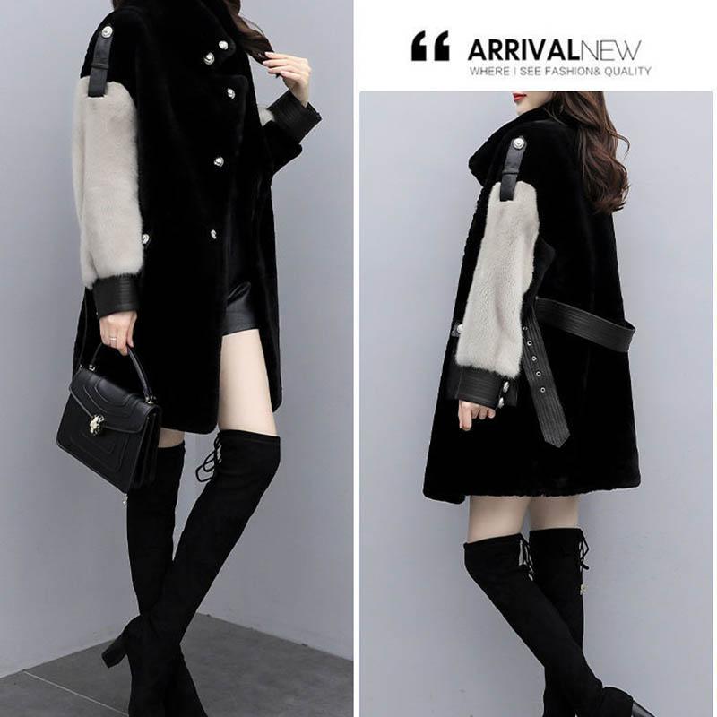 Women's Fur Coat Winter Plus Velvet Thickening Faux Fur Coat Women's Mid-length Fur All-in-one Fashion Coat