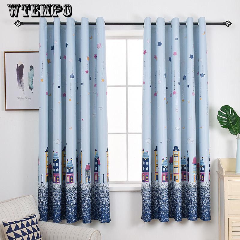 Printed Blackout Short Curtain Fabric Modern Minimalist Shade Bedroom Simple Short Curtain