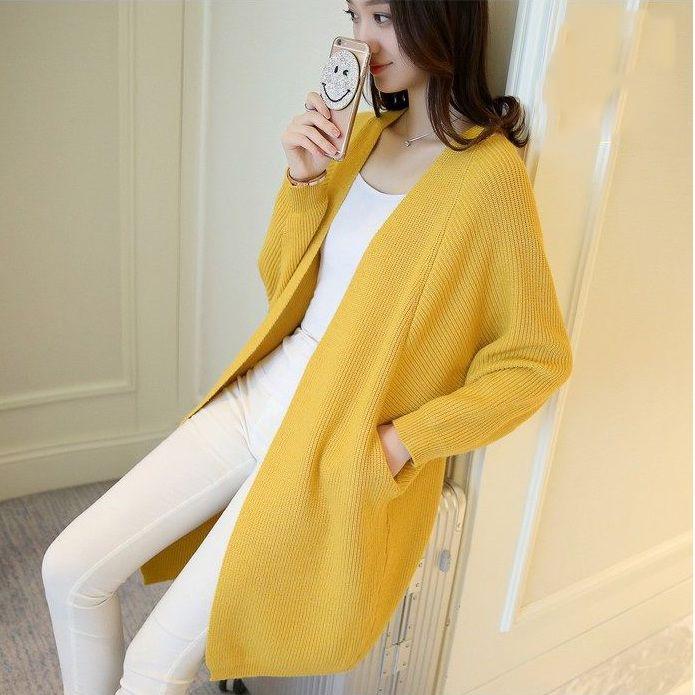 Autumn Winter Women Long Sleeve Loose Knitting Cardigan Sweater Women Knitted Cardigan Pull Femme