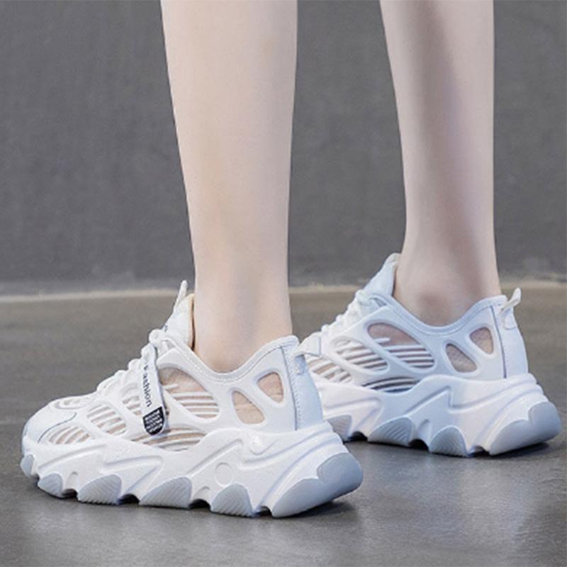 Daddy Shoes Women's Thick Bottom Heightening All-match Breathable White Shoes Summer Thin Casual White Mesh Sneakers