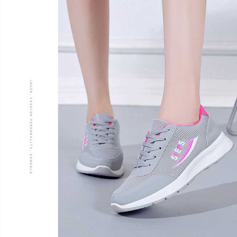 Non-slip Sneakers Women's Single Shoes Spring and Autumn All-match Thick-soled Running Shoes Breathable Ladies Casual Mesh Shoes