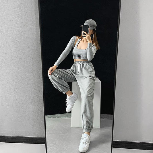 WTEMPO Casual Joggers Women Hip Hop High Waist Baggy Sweatpants Running Jogging Sport Pants Trousers Streetwear