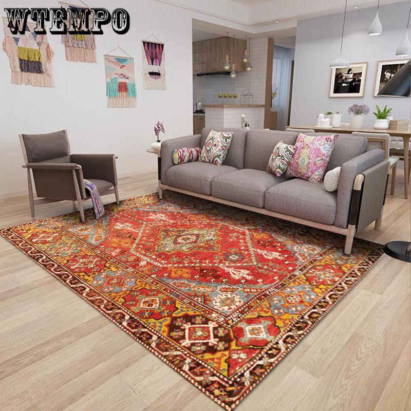 Large Area Rugs Persian Style National Printed Carpets for Living Room Bedroom Anti-Slip Floor Mat