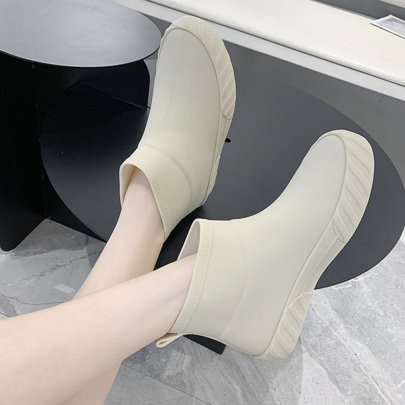 Autumn and Winter Fashion Rain Boots Women Short Rain Boots Water Shoes Low-top Water Boots Non-slip Car Wash Shopping Kitchen Shoes Rubber Shoes