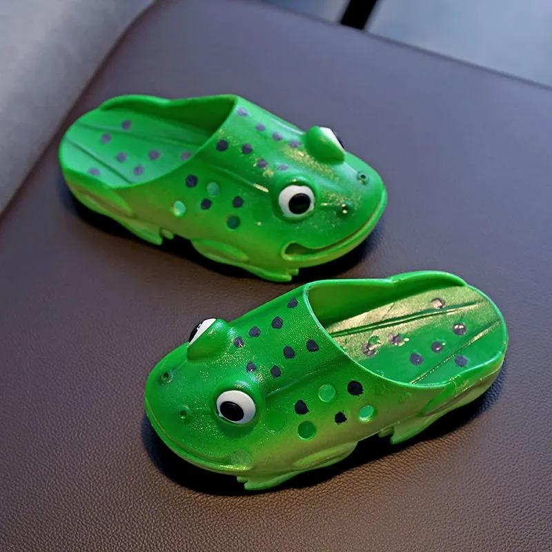 Cartoon Frog Slippers Parent-child Children's Soft Bottom Shoes Boys and Girls Baby Home Non-slip Slippers Flip Flops Cute Funny Shoes