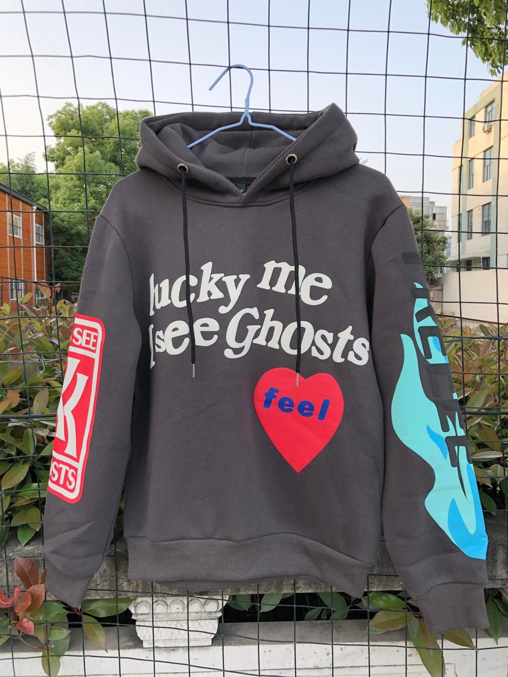 Adult Kanye Lucky Me I See Ghosts Trendy Hip Hop Hooded Sweatshirts Pullover Hoodies Tops for Men Teens