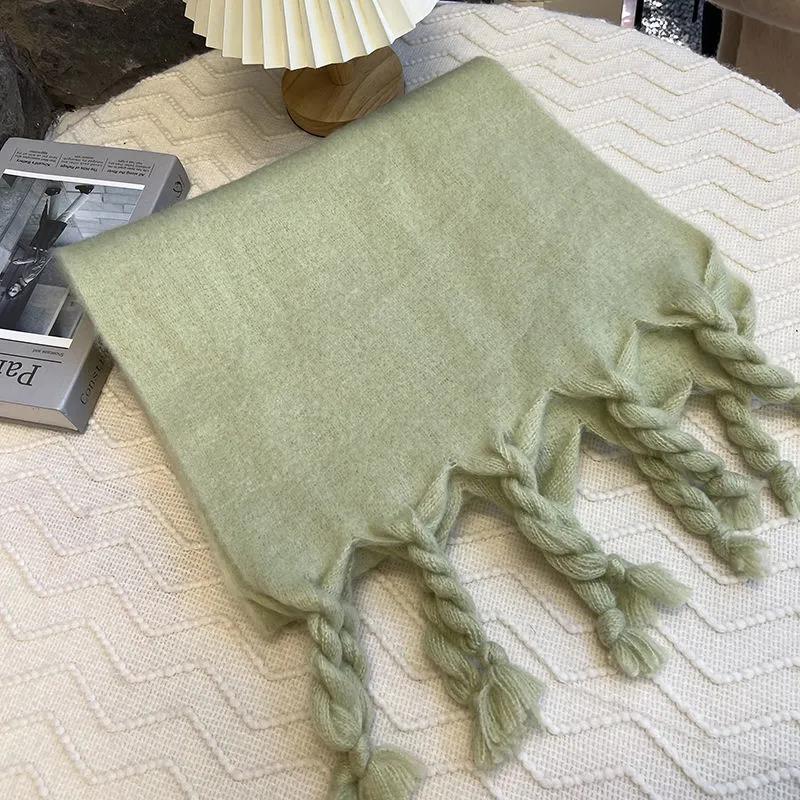 Winter Women's Scarf Macaron Imitation Mohair Scarf To Increase Thickening Warm Scarf