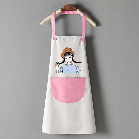 Apron Female Household Kitchen Waterproof and Oil-proof Japanese Cute Nail Coffee Shop Work Clothes Cute Household Apron