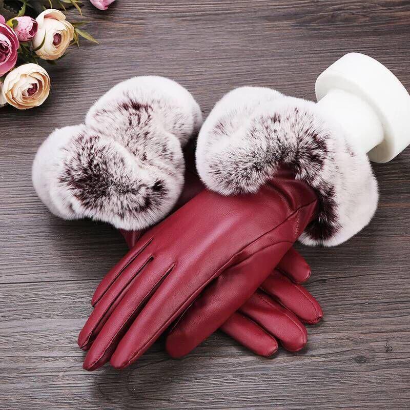 Winter Warm Leather gloves Thick gloves Woman fashion gloves Plush Cotton gloves Windproof gloves