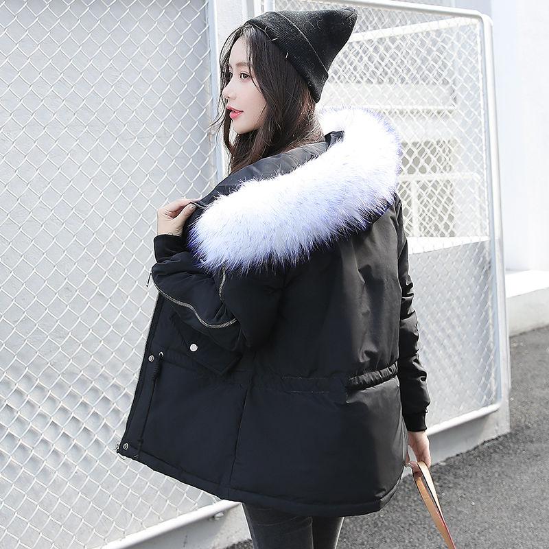 Fashion Plus Size Women's Parker Jacket Winter Plus Velvet Mid-length Loose Cotton Jacket Large Fur Collar Thick Warm Jacket