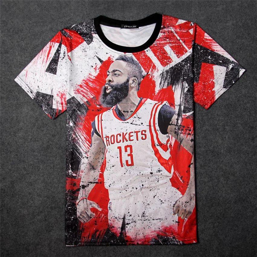 Basketball clothes men's summer 3D printed short-sleeved T-shirt male star T-sleeve large size