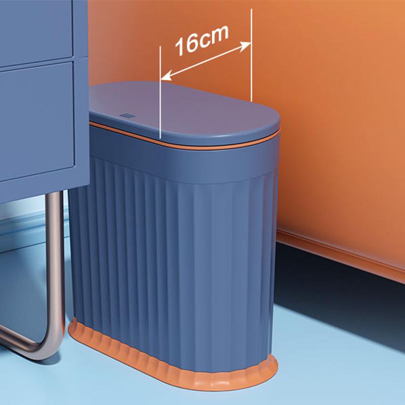 Trash Can Home Living Room Creative with Cover Kitchen Toilet Bathroom Press Elastic Cover Narrow Slit Tube Large