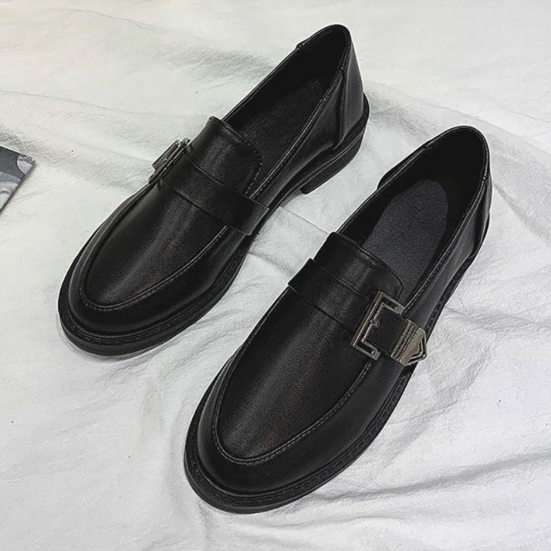 Black Small Leather Shoes Women Spring and Autumn Korean Wild Loafers Lazy Shoes Single Shoes Casual Shoes