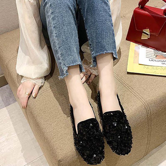 Rhinestone Society Women's Shoes Spring and Summer Korean Style One-legged Peas Shoes Pumps