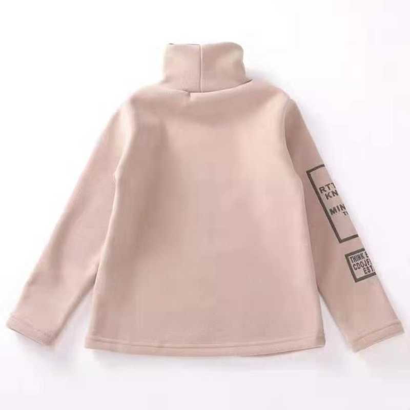 Autumn Winter Fashion Korean Kids Boy Warm Turtleneck Sweatshirts Boys Letter Pullover Sweaters High Street Plush Teenage Boys Outwear