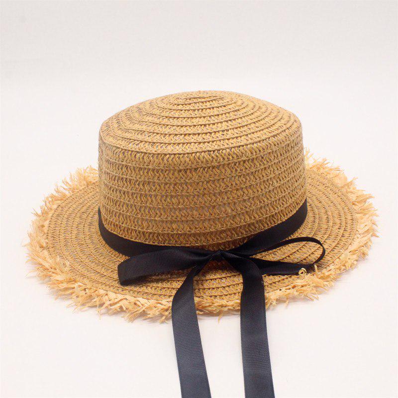 Flat Top Raffia Wide Brim Straw Hats Summer Sun Hats for Women with Leisure Beach Hats Lady