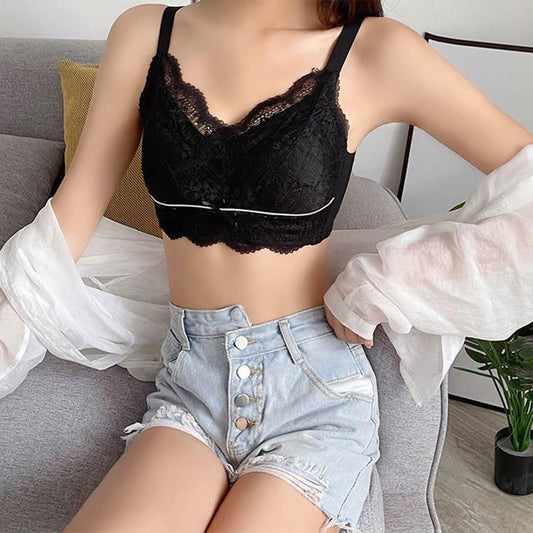 Lace Ultra-thin Big Breast Show Small Underwear No Steel Ring Large Size Bra Gather Adjustable Receiving Breast Sexy Close-fitting Comfortable Bra