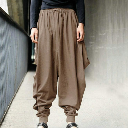 Men's Loose Pants, Linen Harlan Wide Leg Pants, Japanese Style Casual Loose Trousers