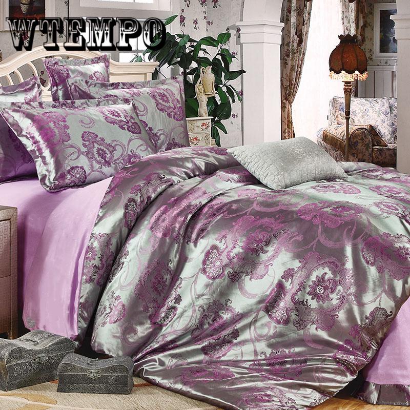 4pcs Home Bedding Set Jacquard Duvet Cover Set  Bed Linens Luxurious Bedclothes Queen Size Quilt Cover