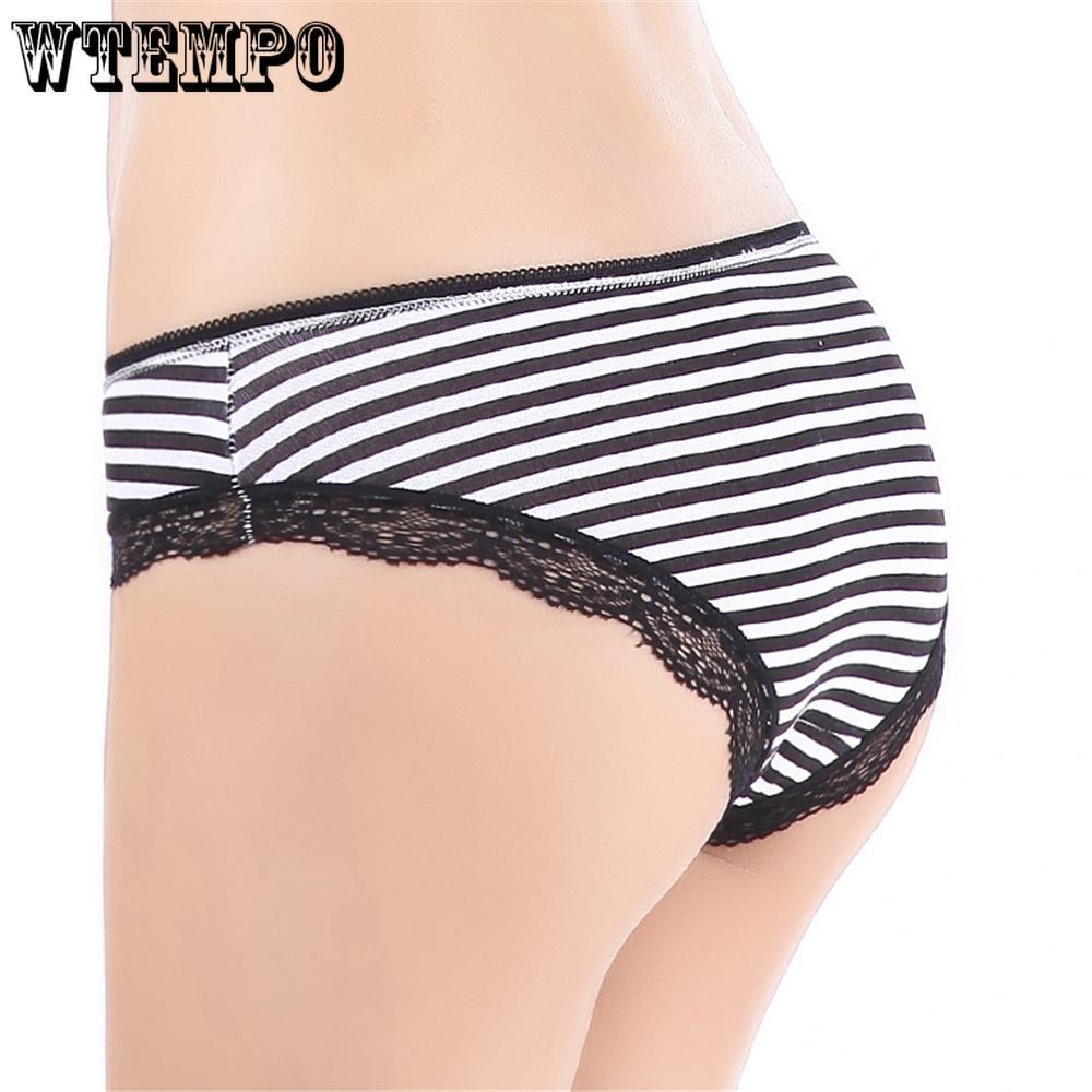 Cotton Women's Briefs Sexy Low-waist Panties Underwear Fashion Striped Printed 6 Pcs/lot