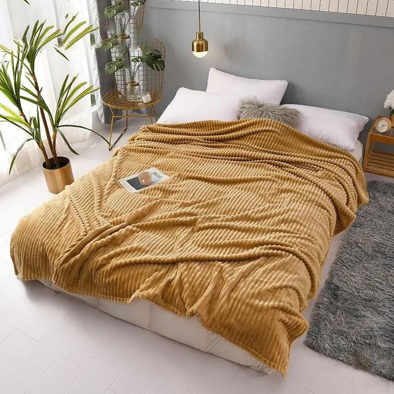 Winter Milk Fleece Blanket Bedroom Solid Color Flannel Blanket Quilt Nap Leisure Blanket Towel Blanket Single Double Blanket