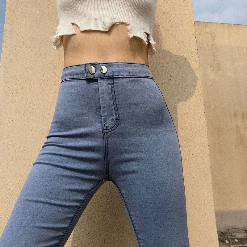 Spring Peach Hip Jeans Women's High Waist Slimming Stretch Hip Tight-fitting Pants Nine-point Pants