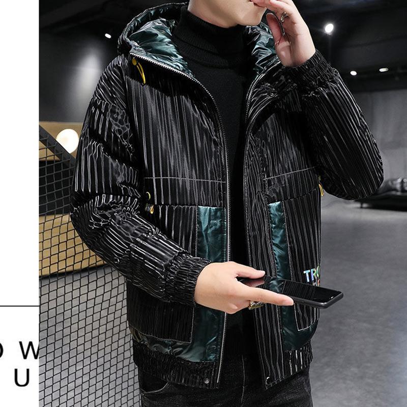 Winter Men's Trend Short Down Down Cotton Jacket Trendy Brand Glossy Workwear Winter Hooded Warm Jacket