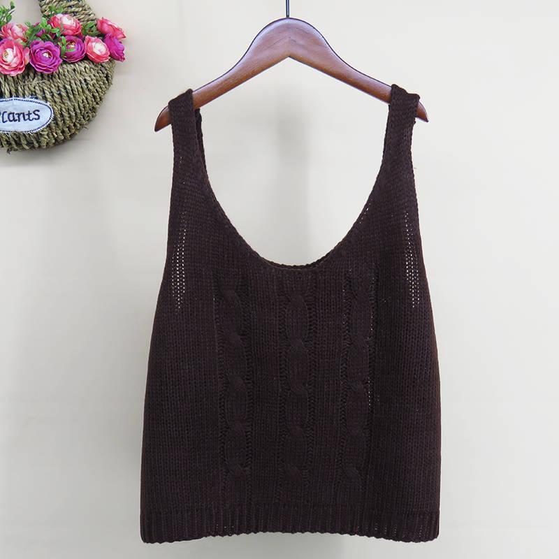 Autumn and Winter Women's V-neck Knitted Pullover Sleeveless Vest with Retro Twist Bottoming Casual