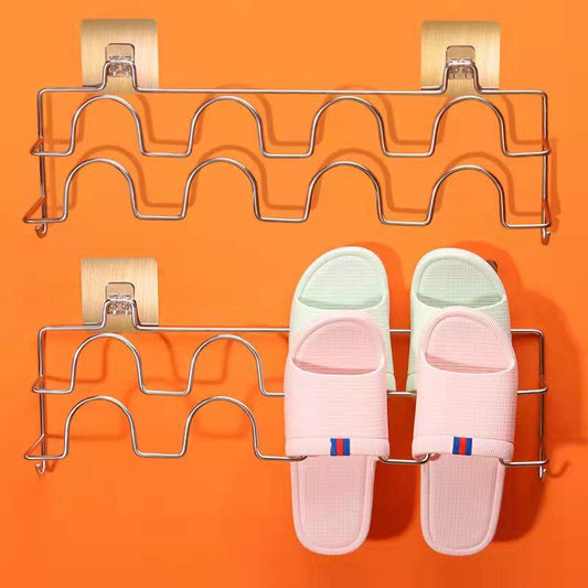 Bathroom Slippers Shelf Toilet Wall Hanging Drain Stainless Steel Free Punching Toilet Rack Hook Storage Shelf Home Organizer Shoe Rack