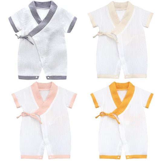 0-18M Summer Baby Girl Boys Clothing Rompers Jumpsuit Short-sleeved Floral Print Cute Soft Newborn Infant Baby Kimono Playwear